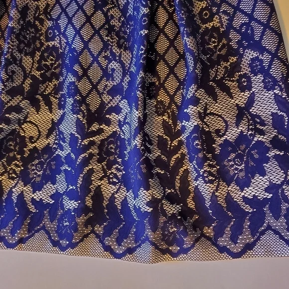 NWOT J Howard Sleevless White Dress with Blue Lace Overlay Sz16 - Picture 17 of 17